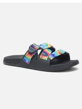 Chaco Women's Slide Sandal with Rainbow Tie-Dye Straps, women’s size 10